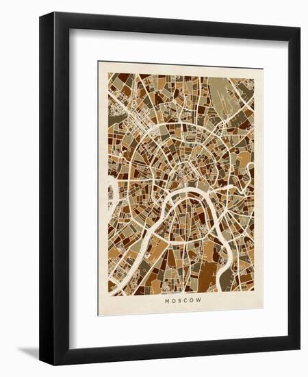 Moscow City Street Map-Michael Tompsett-Framed Art Print