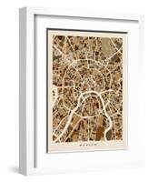 Moscow City Street Map-Michael Tompsett-Framed Art Print