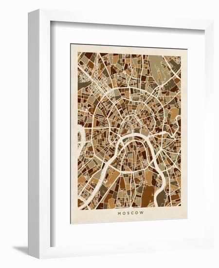 Moscow City Street Map-Michael Tompsett-Framed Art Print