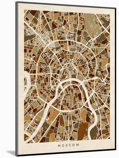 Moscow City Street Map-Michael Tompsett-Mounted Art Print
