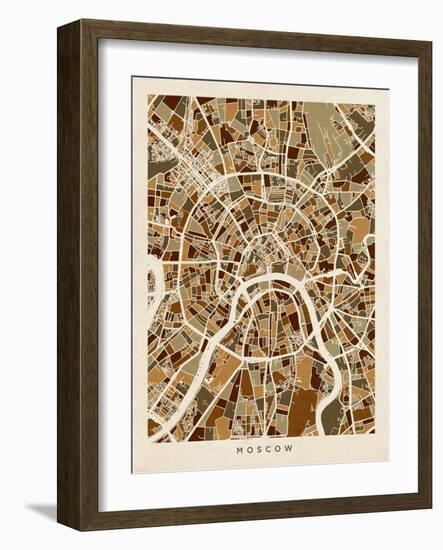 Moscow City Street Map-Michael Tompsett-Framed Art Print