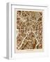 Moscow City Street Map-Michael Tompsett-Framed Art Print