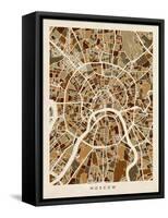 Moscow City Street Map-Michael Tompsett-Framed Stretched Canvas