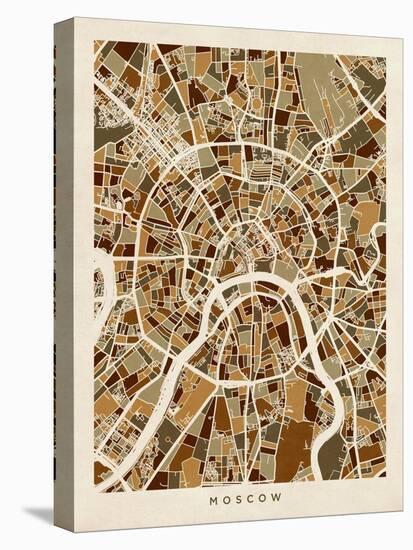 Moscow City Street Map-Michael Tompsett-Stretched Canvas