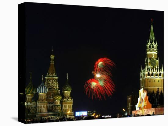 Moscow Commemorates the 61st Anniversary of the Defeat of Nazi Germany with Fireworks-null-Stretched Canvas