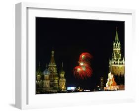 Moscow Commemorates the 61st Anniversary of the Defeat of Nazi Germany with Fireworks-null-Framed Premium Photographic Print