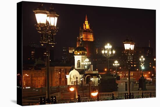 Moscow, Evening Lighting in Front of the Cathedral of Christ the Saviour, at Night-Catharina Lux-Stretched Canvas