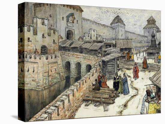 Moscow in the 17th Century. Bookshops on the Christ the Saviour Bridge, 1902-Appolinari Mikhaylovich Vasnetsov-Stretched Canvas