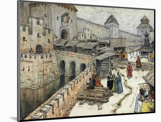 Moscow in the 17th Century. Bookshops on the Christ the Saviour Bridge, 1902-Appolinari Mikhaylovich Vasnetsov-Mounted Giclee Print