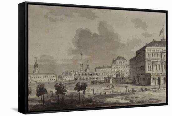 Moscow Kremlin before the Construction of the Grand Kremlin Palace, 1817-Maxim Nikiphorovich Vorobyev-Framed Stretched Canvas