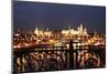 Moscow, Kremlin, Distant View from the Patriarshy Bridge, at Night-Catharina Lux-Mounted Photographic Print