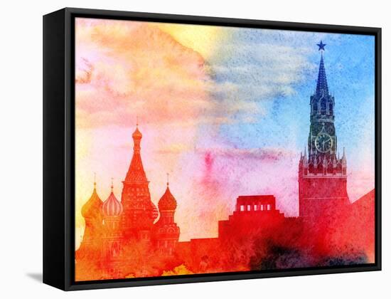 Moscow Kremlin, Lenin Mausoleum and St Basils Cathedral Photographed close Up-Tanor-Framed Stretched Canvas