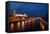 Moscow, Kremlin, View from the Moskwa Bridge, by Night-Catharina Lux-Framed Stretched Canvas