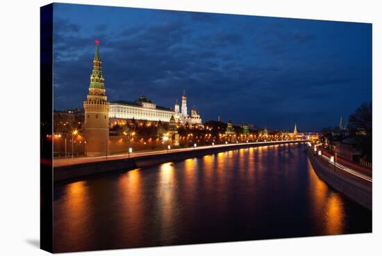Moscow, Kremlin, View from the Moskwa Bridge, by Night-Catharina Lux-Stretched Canvas