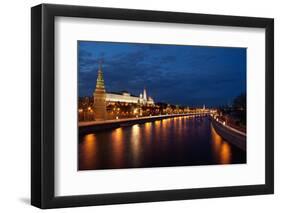 Moscow, Kremlin, View from the Moskwa Bridge, by Night-Catharina Lux-Framed Photographic Print