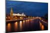 Moscow, Kremlin, View from the Moskwa Bridge, by Night-Catharina Lux-Mounted Photographic Print