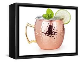 Moscow Mule Cocktail in a Copper Mug Garnished with Lime and Mint Leaves-popout-Framed Stretched Canvas