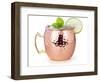 Moscow Mule Cocktail in a Copper Mug Garnished with Lime and Mint Leaves-popout-Framed Photographic Print