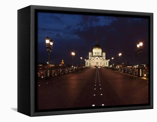 Moscow, Panorama, Christ the Savior Cathedral, by Night-Catharina Lux-Framed Stretched Canvas