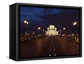 Moscow, Panorama, Christ the Savior Cathedral, by Night-Catharina Lux-Framed Stretched Canvas