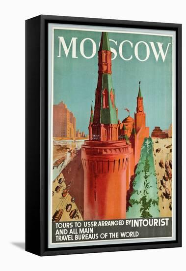 'Moscow' - Poster des russischen Resebüros 'Intourist' mit Werbung für Moskau-null-Framed Stretched Canvas