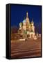 Moscow, Red Square, Saint Basil's Cathedral, by Night-Catharina Lux-Framed Stretched Canvas