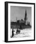 Moscow River and Kremlin in Winter Photograph - Moscow, Russia-Lantern Press-Framed Art Print