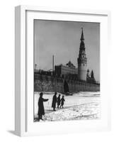 Moscow River and Kremlin in Winter Photograph - Moscow, Russia-Lantern Press-Framed Art Print