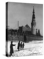 Moscow River and Kremlin in Winter Photograph - Moscow, Russia-Lantern Press-Stretched Canvas