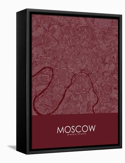 Moscow, Russian Federation Red Map-null-Framed Stretched Canvas