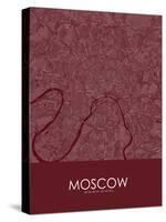 Moscow, Russian Federation Red Map-null-Stretched Canvas