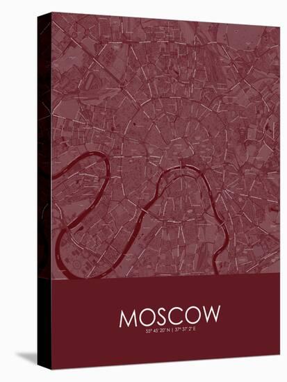 Moscow, Russian Federation Red Map-null-Stretched Canvas