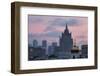 Moscow Skyline at Dusk with Stalanist-Gothic Skyscraper, Moscow, Russia, Europe-Martin Child-Framed Photographic Print