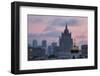 Moscow Skyline at Dusk with Stalanist-Gothic Skyscraper, Moscow, Russia, Europe-Martin Child-Framed Photographic Print