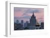 Moscow Skyline at Dusk with Stalanist-Gothic Skyscraper, Moscow, Russia, Europe-Martin Child-Framed Photographic Print