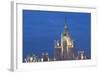 Moscow Skyline at Night with Stalanist-Gothic Skyscraper, Moscow, Russia, Europe-Martin Child-Framed Photographic Print