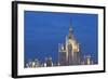 Moscow Skyline at Night with Stalanist-Gothic Skyscraper, Moscow, Russia, Europe-Martin Child-Framed Photographic Print