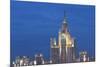 Moscow Skyline at Night with Stalanist-Gothic Skyscraper, Moscow, Russia, Europe-Martin Child-Mounted Photographic Print