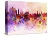 Moscow Skyline in Watercolor Background-paulrommer-Stretched Canvas