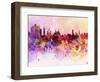 Moscow Skyline in Watercolor Background-paulrommer-Framed Art Print