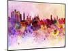 Moscow Skyline in Watercolor Background-paulrommer-Mounted Art Print