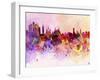 Moscow Skyline in Watercolor Background-paulrommer-Framed Art Print