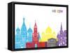 Moscow Skyline Pop-paulrommer-Framed Stretched Canvas