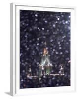 Moscow State University is Illuminated During a Rare Snow Fall This Winter Season-null-Framed Premium Photographic Print