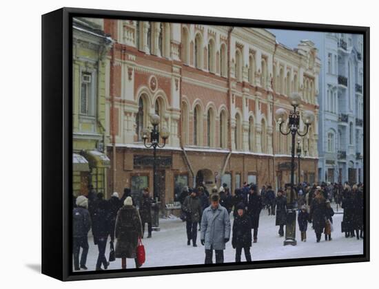 Moscow Street in Winter, Russia-Liba Taylor-Framed Stretched Canvas