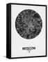 Moscow Street Map Black on White-NaxArt-Framed Stretched Canvas