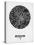 Moscow Street Map Black on White-NaxArt-Stretched Canvas