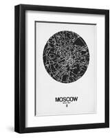 Moscow Street Map Black on White-NaxArt-Framed Art Print