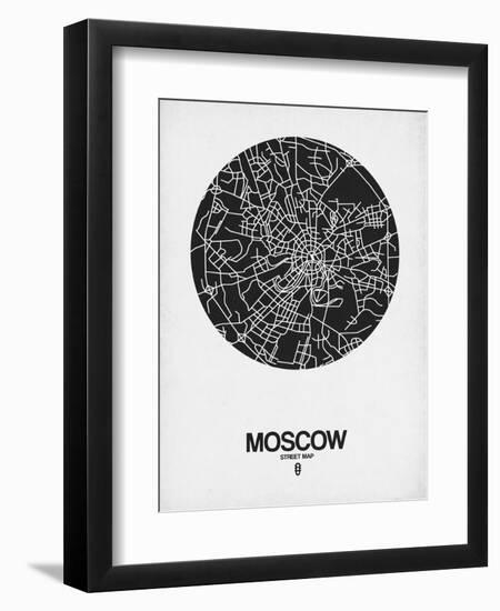 Moscow Street Map Black on White-NaxArt-Framed Art Print