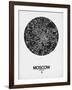 Moscow Street Map Black on White-NaxArt-Framed Art Print